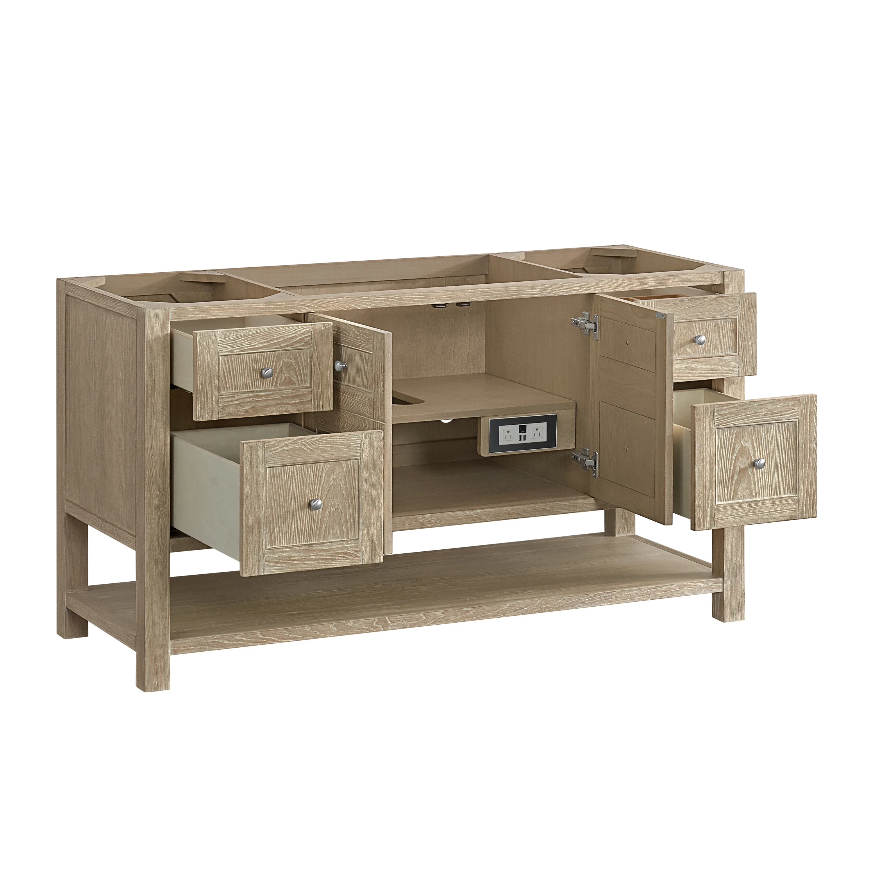 Breckenridge 60" Single Vanity, Whitewashed Oak, w/ 3 CM Phantome Eclos Top