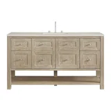 Breckenridge 60" Single Vanity, Whitewashed Oak, w/ 3 CM Siberian Silestone Top