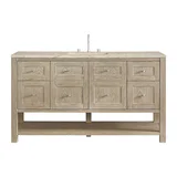 Breckenridge 60" Single Vanity, Whitewashed Oak, w/ 3 CM Tajnar Eclos Top