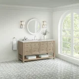 Breckenridge 60" Single Vanity, Whitewashed Oak, w/ 3 CM Victorian Silver Quartz Top