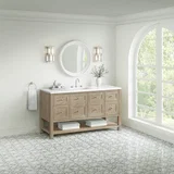 Breckenridge 60" Single Vanity, Whitewashed Oak, w/ 3 CM White Zeus Quartz Top