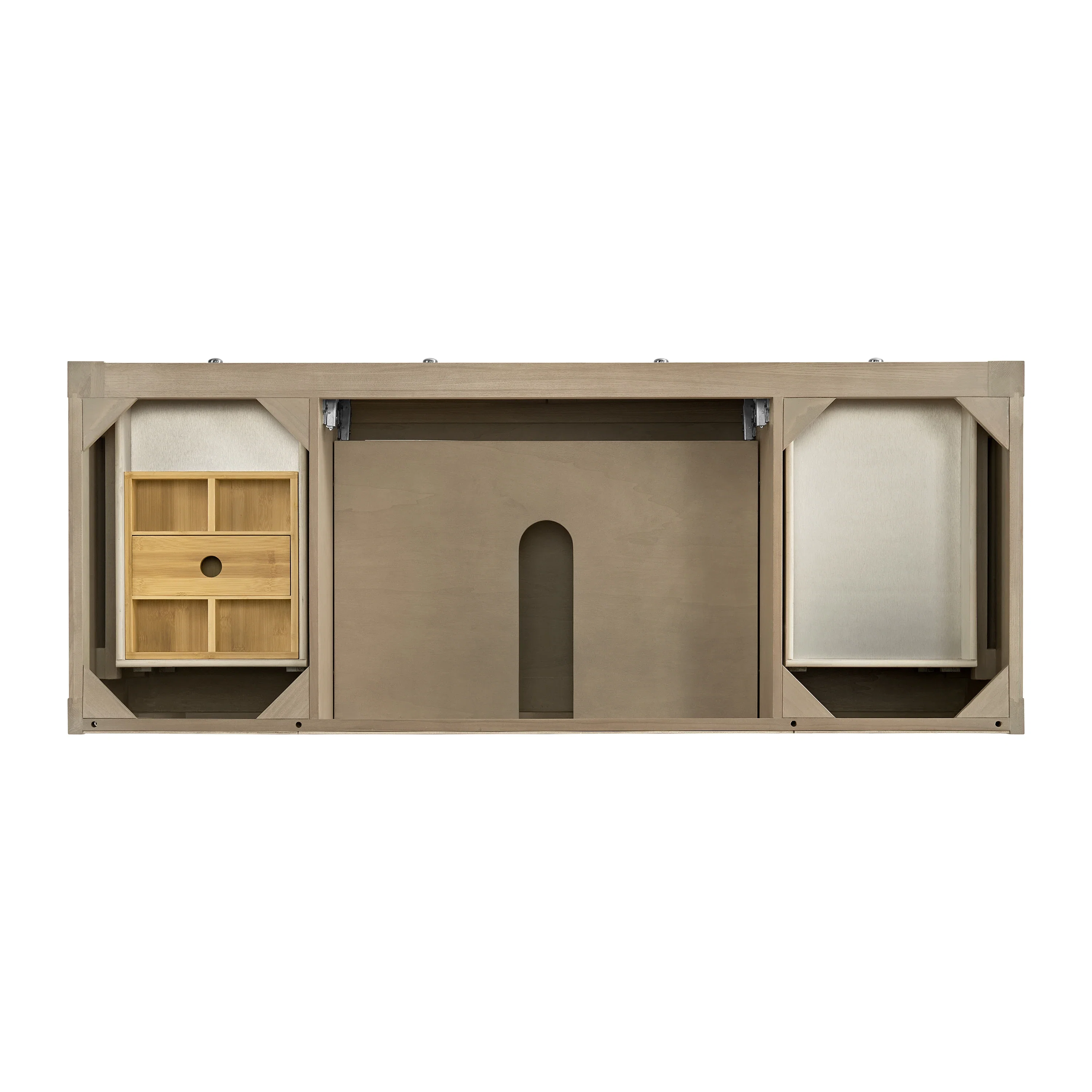 Breckenridge 60" Single Vanity, Whitewashed Oak, w/ 3 CM Ethereal Noctis Silestone Top w/ FreePower Wireless Charger