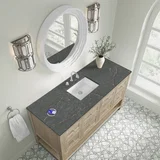 Breckenridge 60" Single Vanity, Whitewashed Oak w/ 3 CM Parisien Bleu Top w/ FreePower Wireless Charger