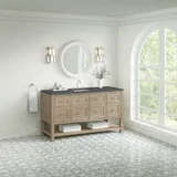 Breckenridge 60" Single Vanity, Whitewashed Oak w/ 3 CM Parisien Bleu Top w/ FreePower Wireless Charger