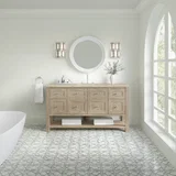 Breckenridge 60" Single Vanity, Whitewashed Oak, w/ 3 CM Tajnar Eclos Top w/FreePower Wireless Charger