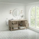 Breckenridge 60" Single Vanity, Whitewashed Oak, w/ 3 CM Tajnar Eclos Top w/FreePower Wireless Charger
