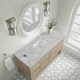 Breckenridge 60" Single Vanity, Whitewashed Oak, w/ 3 CM Victorian Silver Silestone Top w/ FreePower Wireless Charger