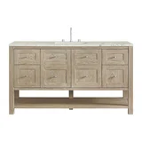 Breckenridge 60" Single Vanity, Whitewashed Oak, w/ 3 CM Victorian Silver Silestone Top w/ FreePower Wireless Charger
