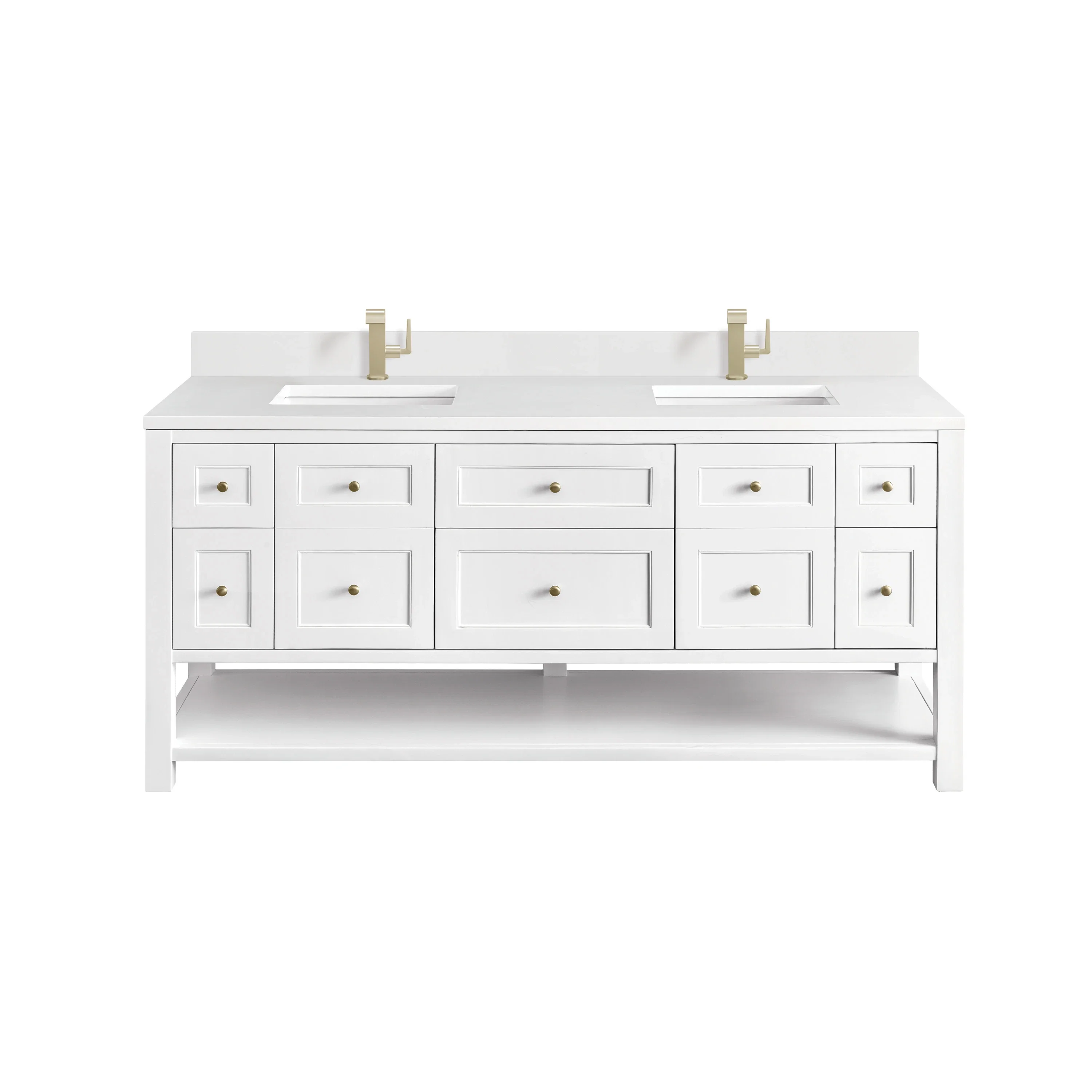 Breckenridge 72" Double Vanity, Bright White w/ Single Hole 3 CM White Zeus Top & Backsplash