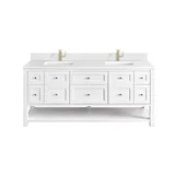 Breckenridge 72" Double Vanity, Bright White w/ Single Hole 3 CM White Zeus Top & Backsplash
