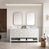 Breckenridge 72" Double Vanity, Bright White w/ Single Hole 3 CM White Zeus Top & Backsplash