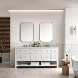 Breckenridge 72" Double Vanity, Bright White w/ 3 CM Carrara Marble Top