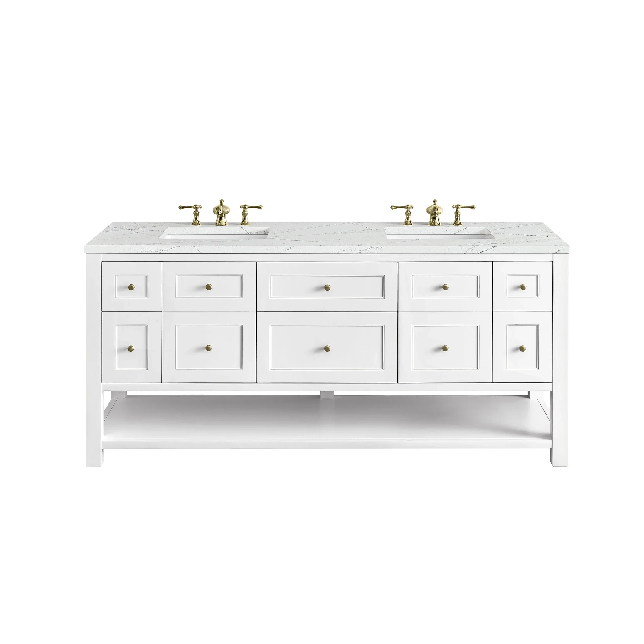 Breckenridge 72" Double Vanity, Bright White w/ 3 CM Ethereal Noctis Top