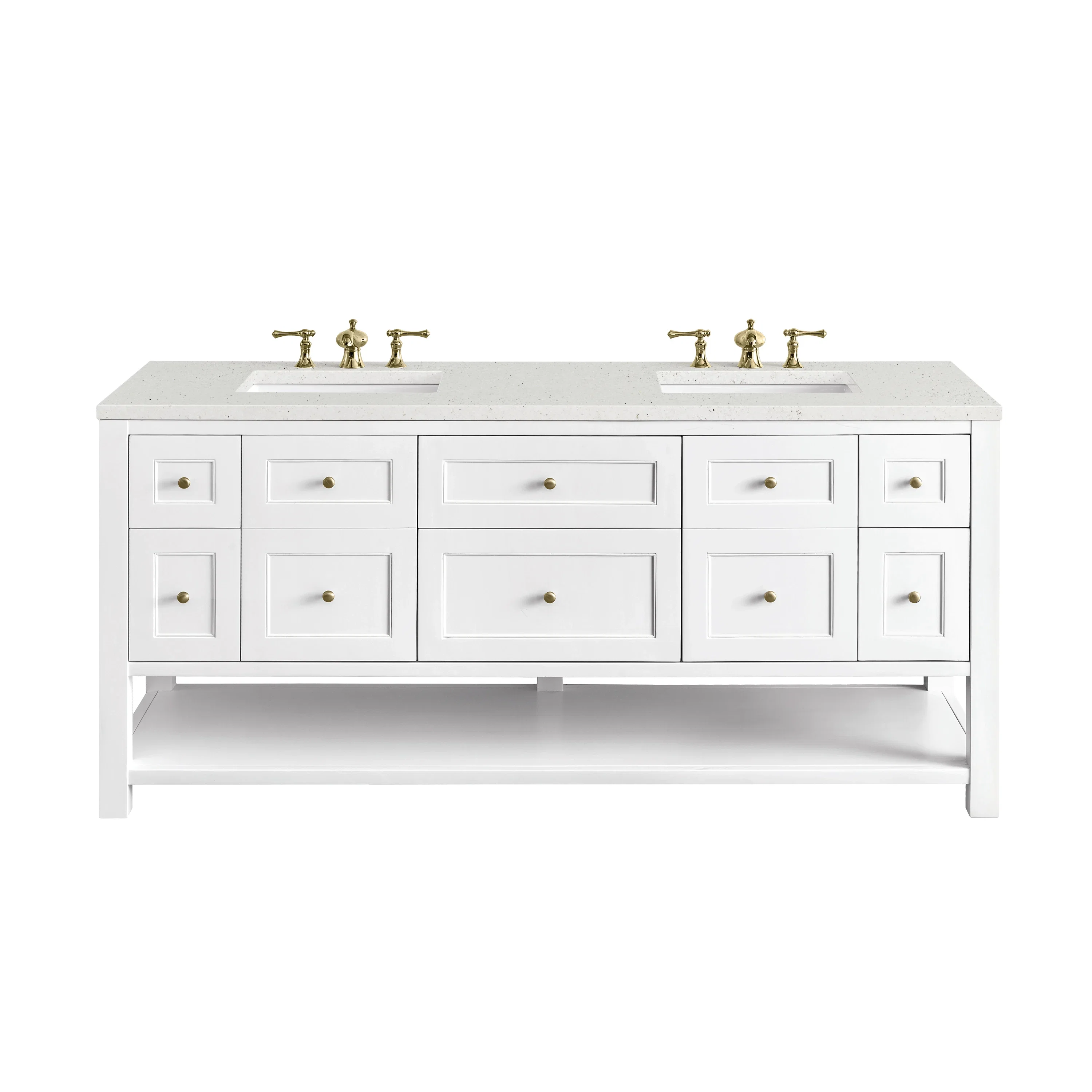 Breckenridge 72" Double Vanity, Bright White w/ 3 CM Lime Delight Top