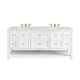 Breckenridge 72" Double Vanity, Bright White w/ 3 CM Lime Delight Top