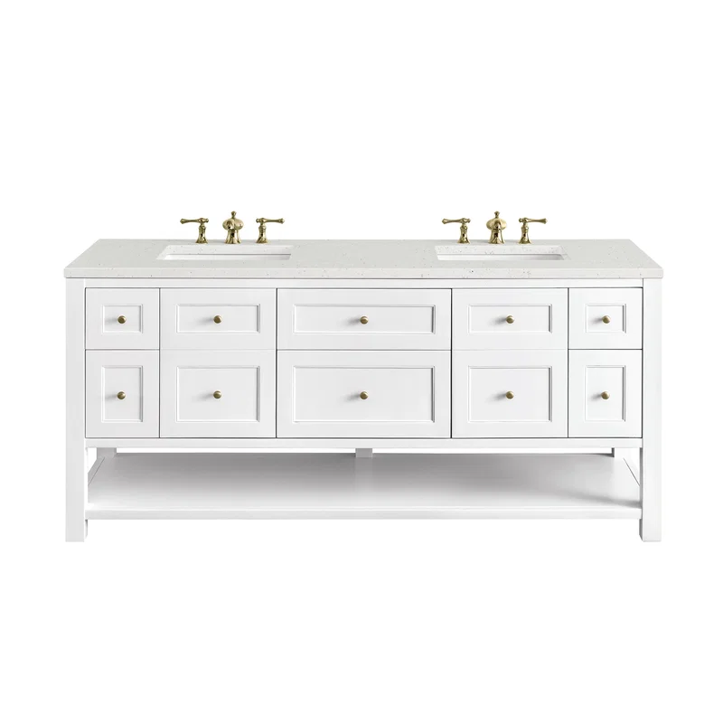 Breckenridge 72" Double Vanity, Bright White w/ 3 CM Lime Delight Top