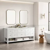 Breckenridge 72" Double Vanity, Bright White w/ 3 CM Lime Delight Top