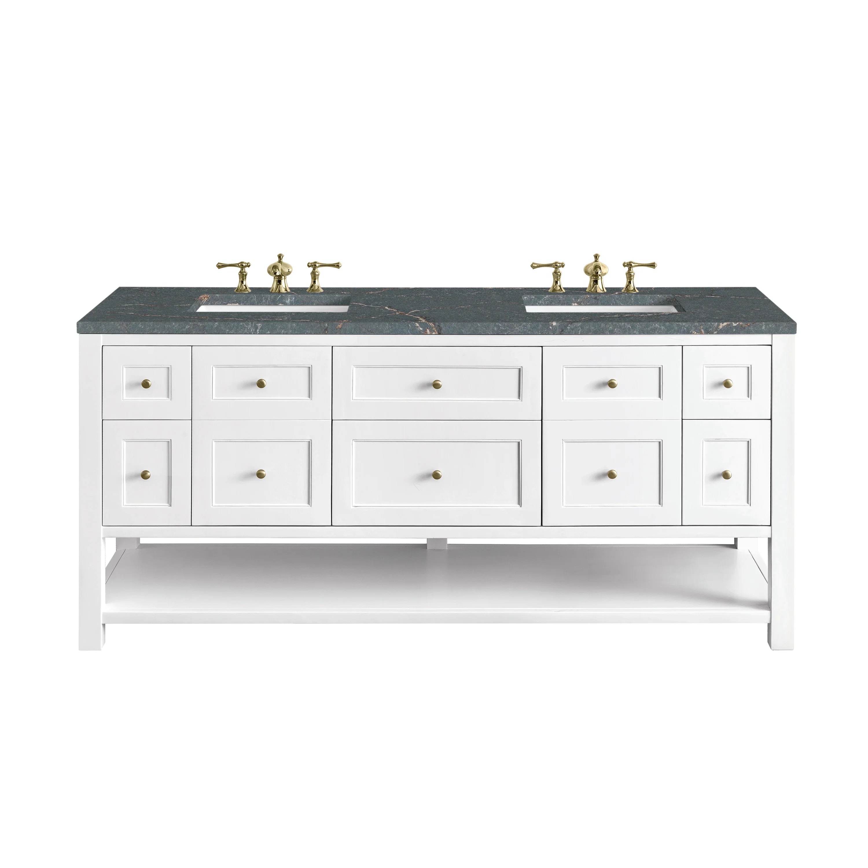 Breckenridge 72" Double Vanity, Bright White w/ 3 CM Parisien Bleu Top