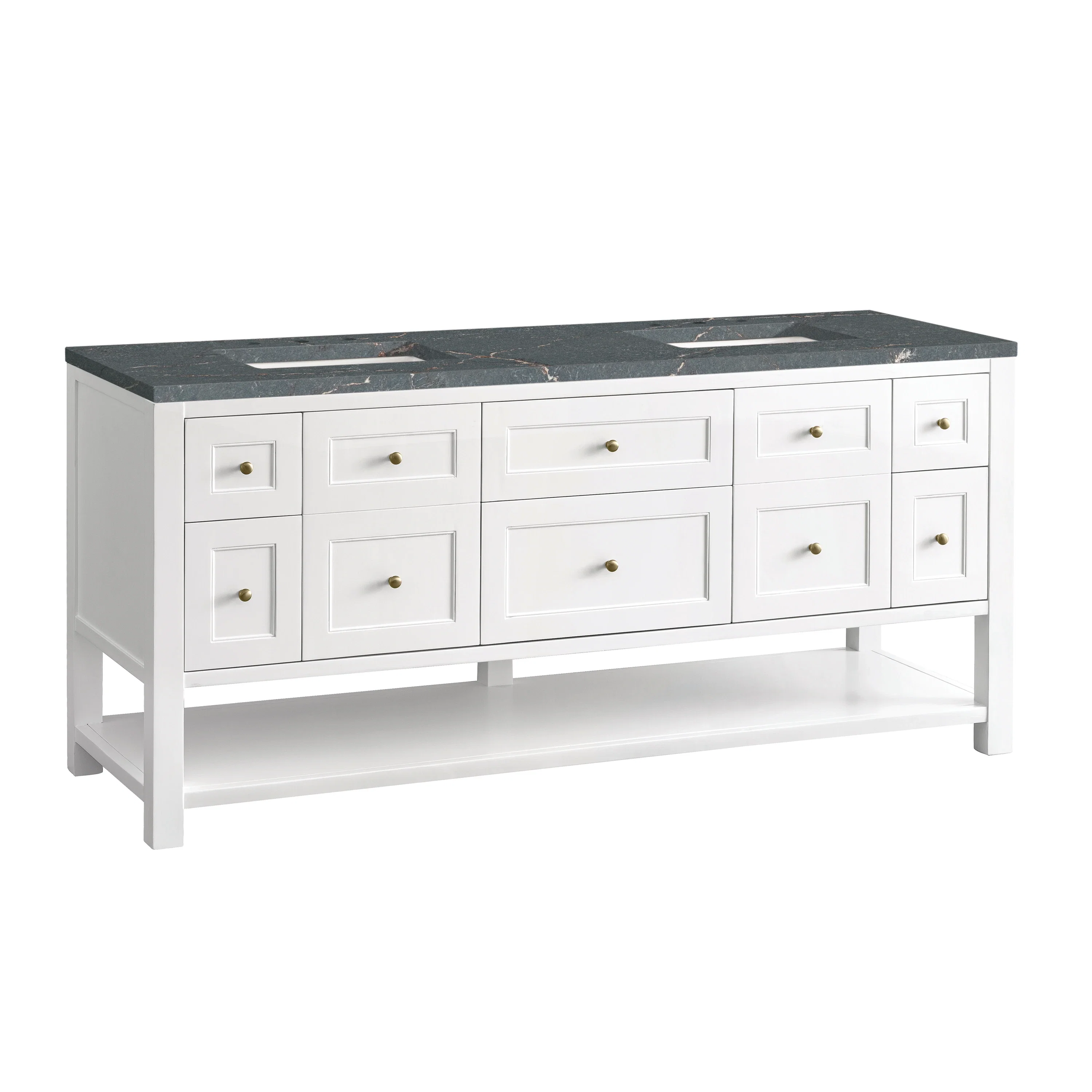 Breckenridge 72" Double Vanity, Bright White w/ 3 CM Parisien Bleu Top
