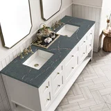 Breckenridge 72" Double Vanity, Bright White w/ 3 CM Parisien Bleu Top