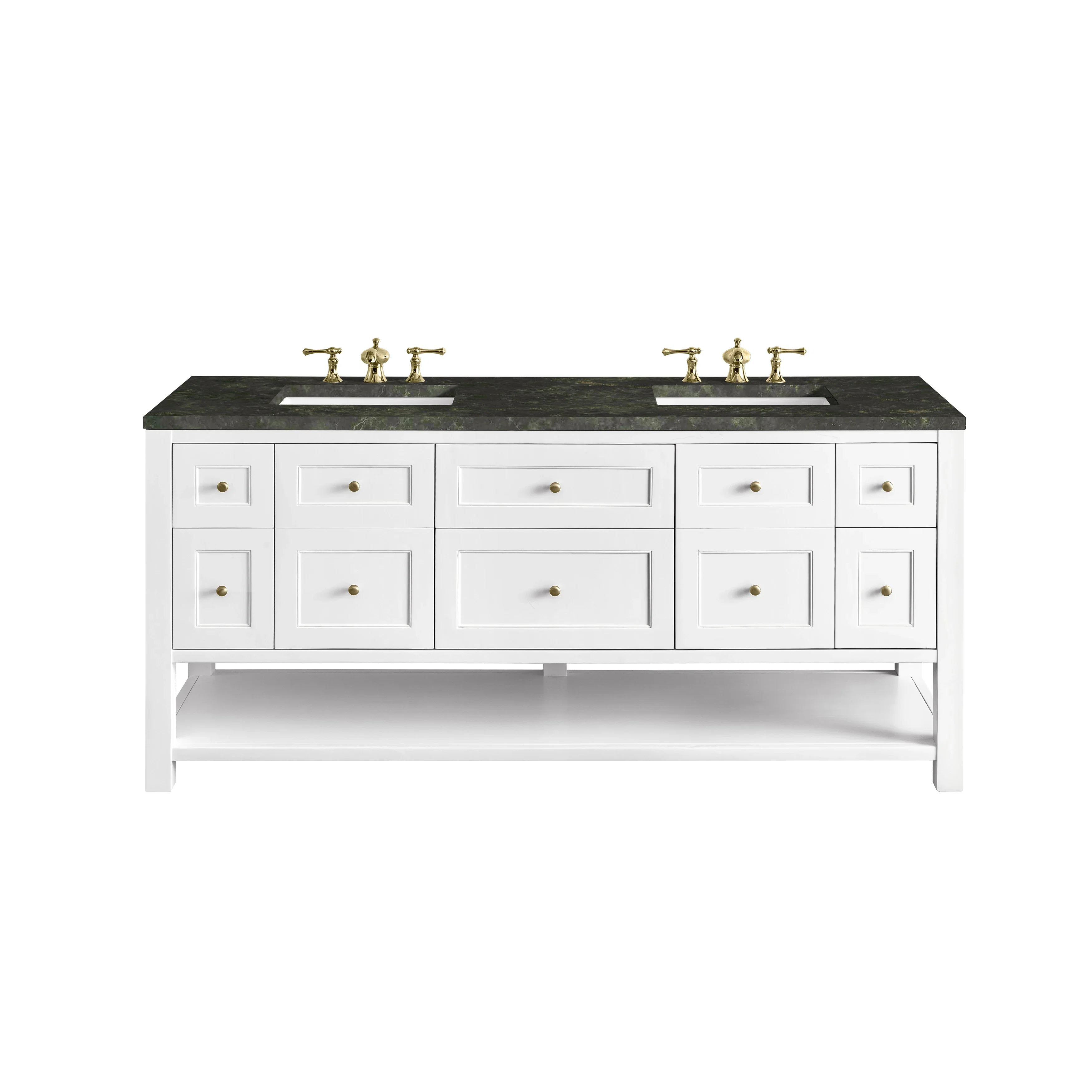 Breckenridge 72" Double Vanity, Bright White, w/ 3 CM Phantome Eclos Top