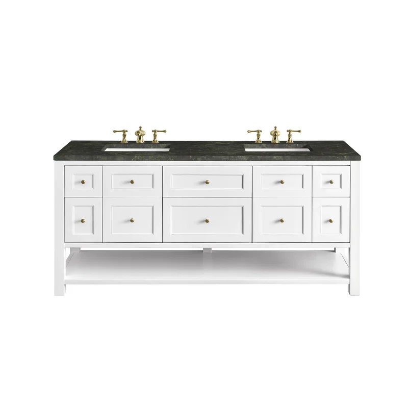 Breckenridge 72" Double Vanity, Bright White, w/ 3 CM Phantome Eclos Top