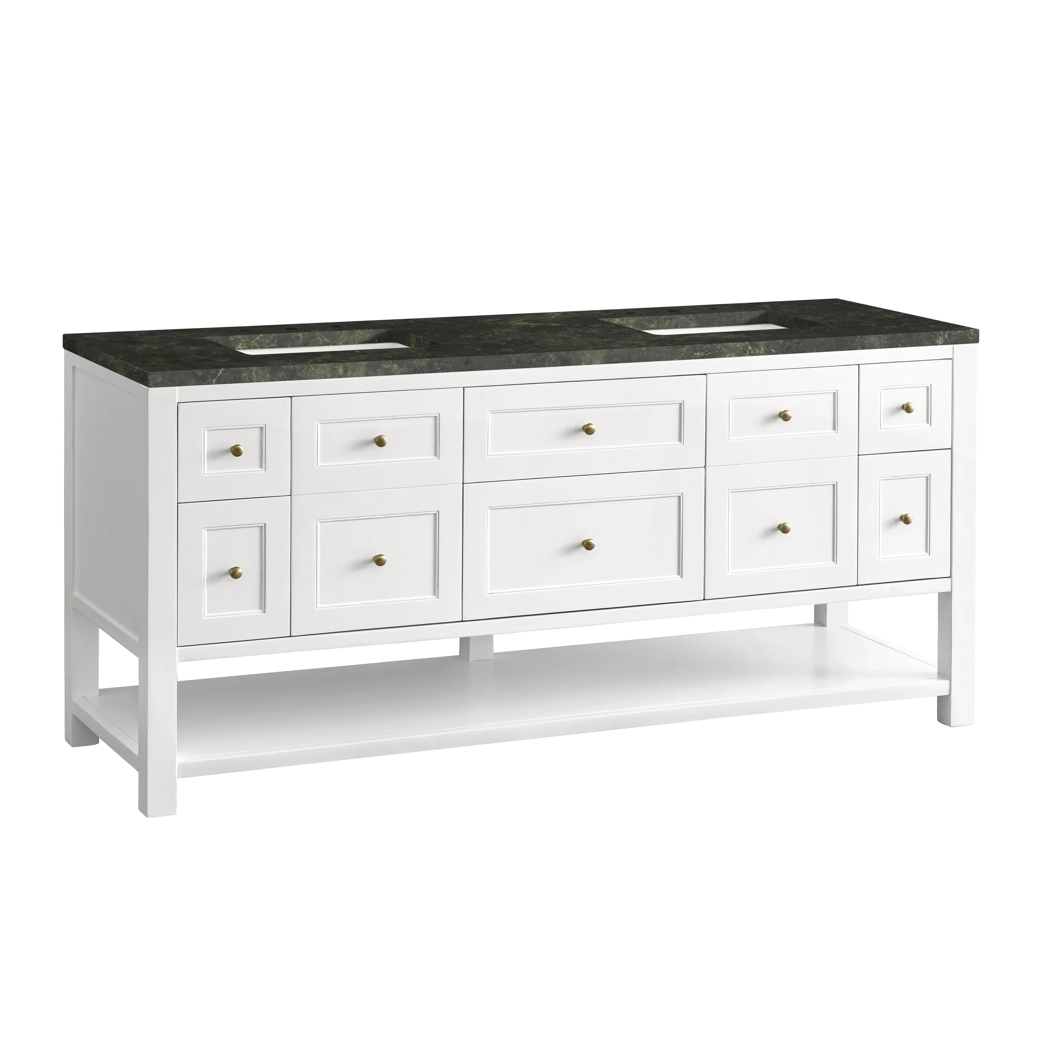 Breckenridge 72" Double Vanity, Bright White, w/ 3 CM Phantome Eclos Top
