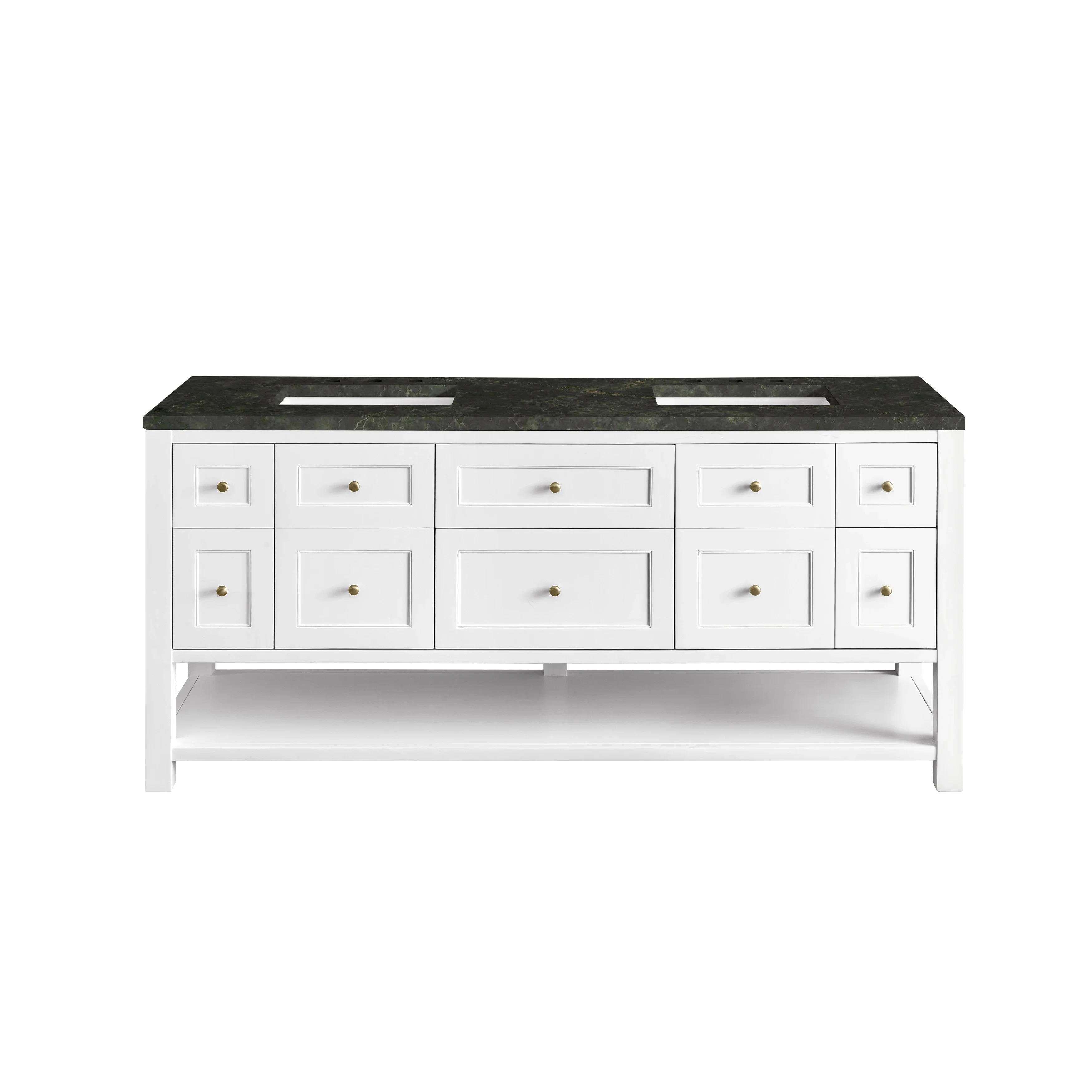 Breckenridge 72" Double Vanity, Bright White, w/ 3 CM Phantome Eclos Top