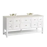 Breckenridge 72" Double Vanity, Bright White, w/ 3 CM Siberian Silestone Top