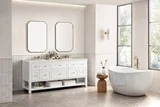 Breckenridge 72" Double Vanity, Bright White, w/ 3 CM Siberian Silestone Top