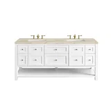 Breckenridge 72" Double Vanity, Bright White, w/ 3 CM Tajnar Eclos Top