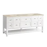 Breckenridge 72" Double Vanity, Bright White, w/ 3 CM Tajnar Eclos Top