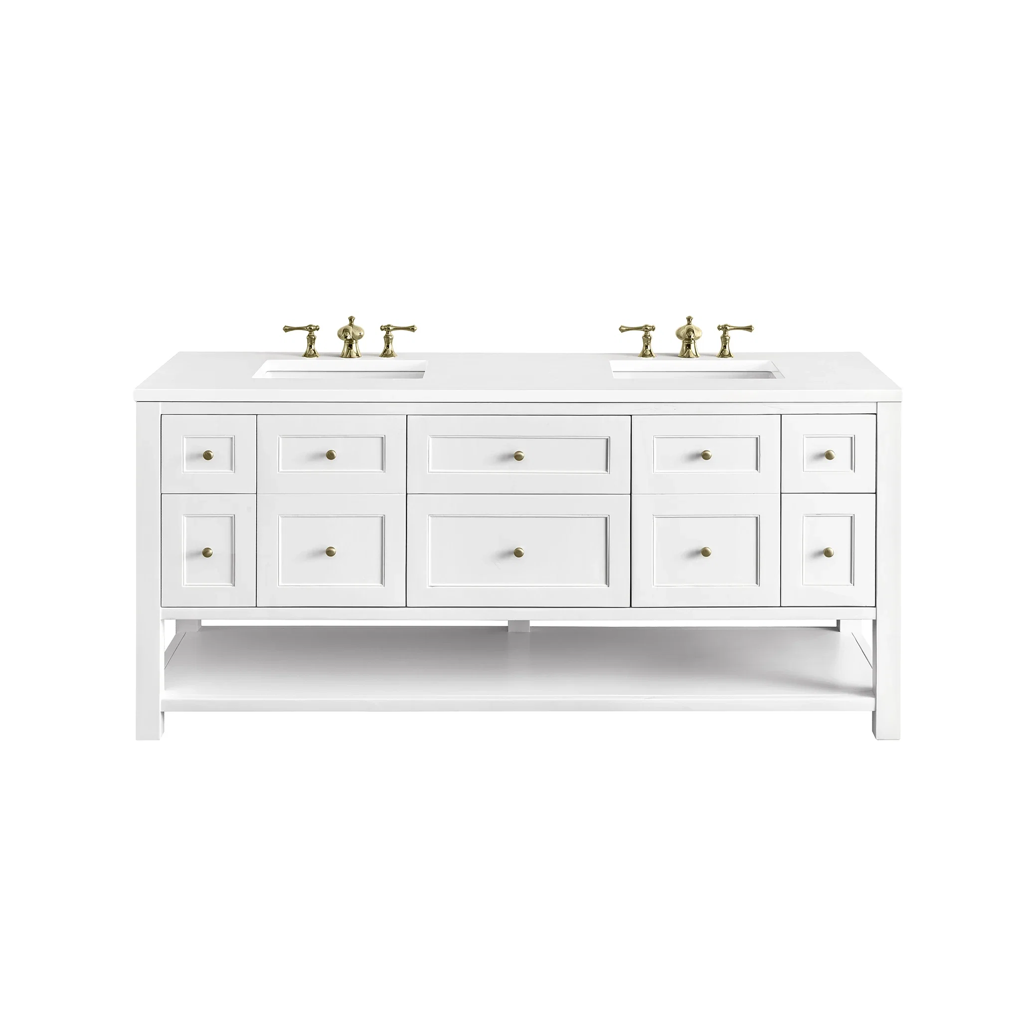Breckenridge 72" Double Vanity, Bright White w/ 3 CM White Zeus Top