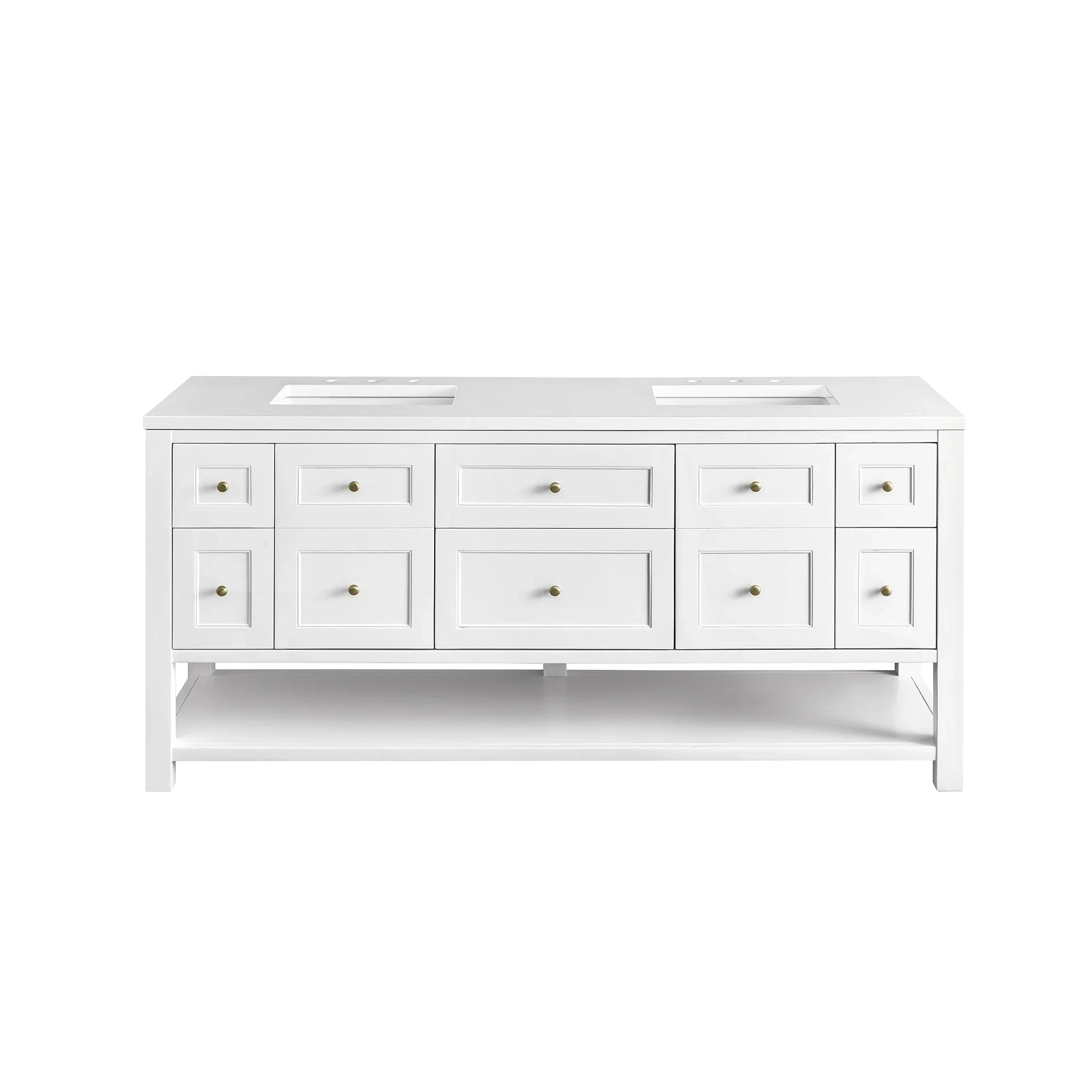 Breckenridge 72" Double Vanity, Bright White w/ 3 CM White Zeus Top