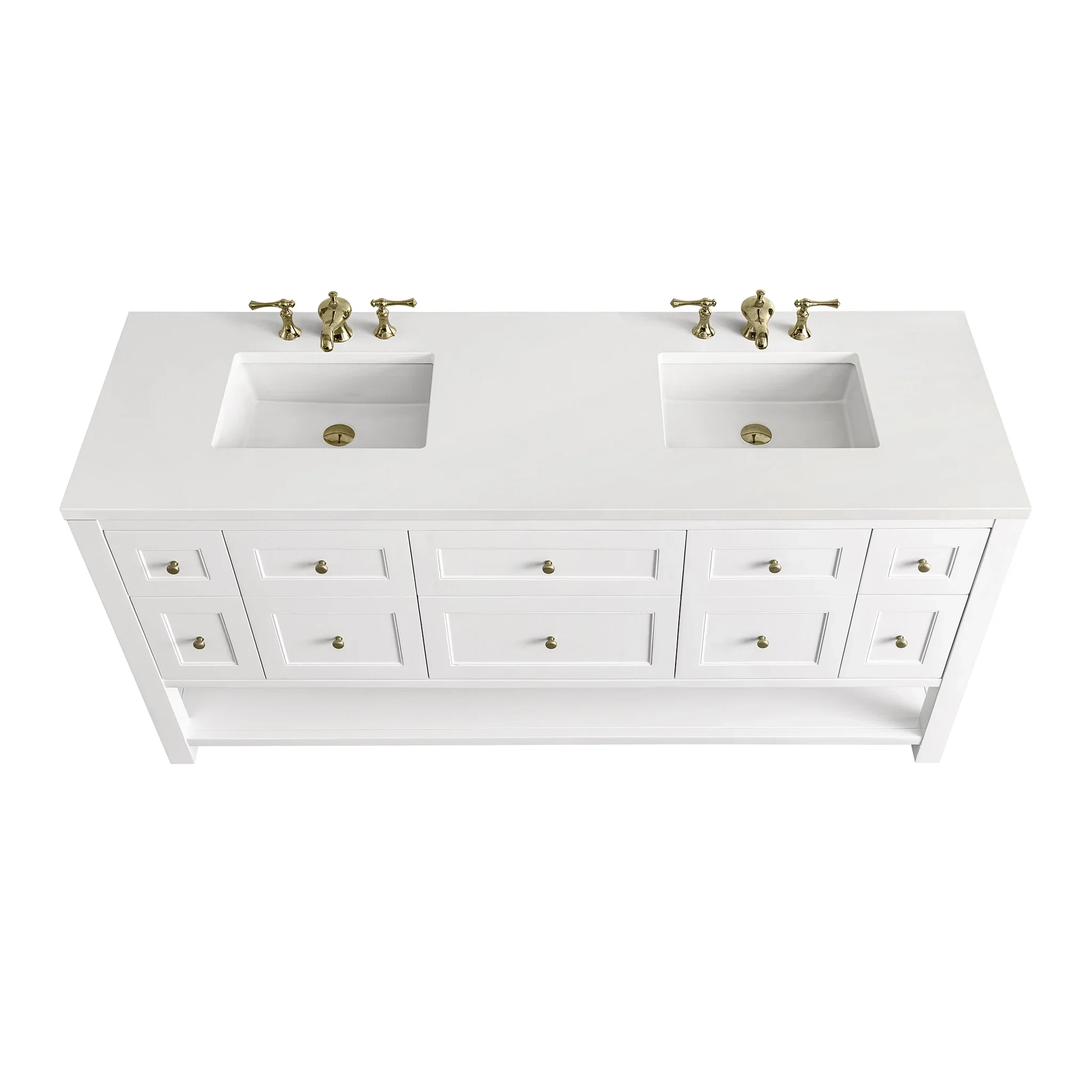Breckenridge 72" Double Vanity, Bright White w/ 3 CM White Zeus Top