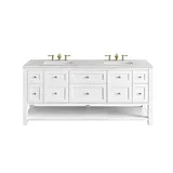 Breckenridge 72" Double Vanity, Bright White w/ 3 CM Eternal Jasmine Pearl Top w/FreePower Wireless Charger