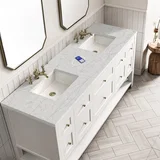 Breckenridge 72" Double Vanity, Bright White w/ 3 CM Eternal Jasmine Pearl Top w/FreePower Wireless Charger