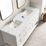 Breckenridge 72" Double Vanity, Bright White w/ 3 CM Ethereal Noctis Top w/FreePower Wireless Charger