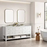 Breckenridge 72" Double Vanity, Bright White w/ 3 CM Ethereal Noctis Top w/FreePower Wireless Charger