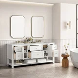 Breckenridge 72" Double Vanity, Bright White w/ 3 CM Ethereal Noctis Top w/FreePower Wireless Charger