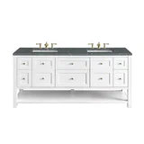 Breckenridge 72" Double Vanity, Bright White w/ 3 CM Parisien Bleu Top w/FreePower Wireless Charger