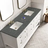 Breckenridge 72" Double Vanity, Bright White w/ 3 CM Parisien Bleu Top w/FreePower Wireless Charger