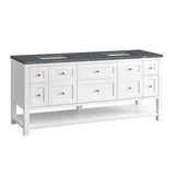 Breckenridge 72" Double Vanity, Bright White w/ 3 CM Parisien Bleu Top w/FreePower Wireless Charger