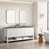 Breckenridge 72" Double Vanity, Bright White w/ 3 CM Parisien Bleu Top w/FreePower Wireless Charger