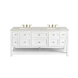 Breckenridge 72" Double Vanity, Bright White, w/ 3 CM Siberian Silestone Top w/FreePower Wireless Charger