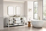 Breckenridge 72" Double Vanity, Bright White, w/ 3 CM Siberian Silestone Top w/FreePower Wireless Charger