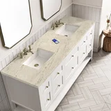 Breckenridge 72" Double Vanity, Bright White, w/ 3 CM Tajnar Eclos Top w/FreePower Wireless Charger