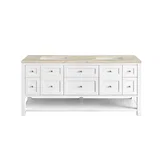 Breckenridge 72" Double Vanity, Bright White, w/ 3 CM Tajnar Eclos Top w/FreePower Wireless Charger