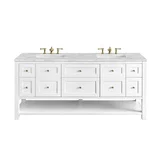 Breckenridge 72" Double Vanity, Bright White w/ 3 CM Victorian Silver Top w/FreePower Wireless Charger