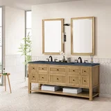 Breckenridge 72" Double Vanity, Light Natural Oak w/ 3 CM Charcoal Soapstone Top